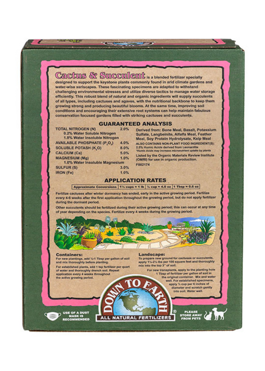 plant fertilizer for succulents Cactus & Succulent 2-4-8 Organic Fertilizer Blend, 5 lb – Sow Exotic