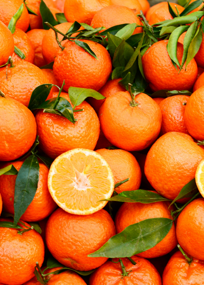 deep orange Clementine fruits and some foliage fill image